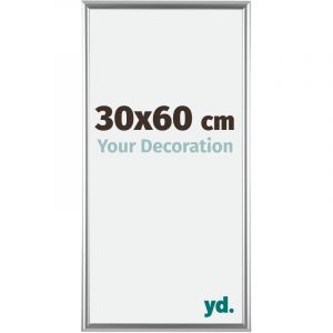 Yd. - Your Decoration - 30x60 cm - Cadres Photos en Plastique Avec Verre acrylique - Anti-Reflet - Excellente Qualit&eacute; - Argent - Cadre Decoration