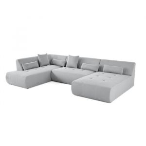 Onyx - canapé panoramique modulable d'angle gauche - 7 places - en tissu mailles 3D - Gris clair