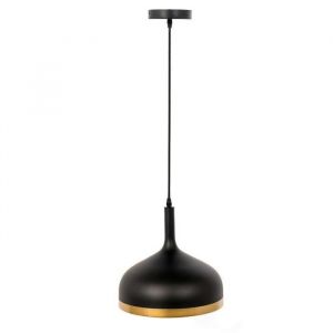 Image de T HOME DECO LIGHT Suspension cloc LA12039 Noir mat cerclé doré M4