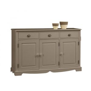 Buffet Taupe Style Anglais 3 Portes 3 Tiroirs 4 Niches L 146.6 H 89.6 P 42.5 cm