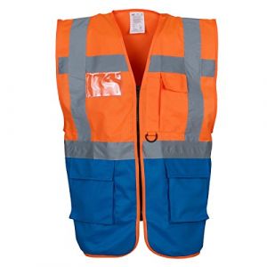 Yoko Gilet de sécurité haute visibilité - Unisexe (M) (Orange/Bleu roi) - UTBC1267