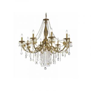 Chandelier en cristal PISANI CRYSTAL laiton antique 8 ampoules
