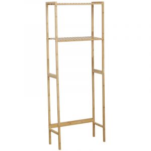 Tendance Meuble dessus de Toilettes WC avec 2 Étagères en Bambou H 161 cm - Naturel