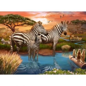 Ravensburger Puzzle 500 pièces : Zèbres au plan d'eau