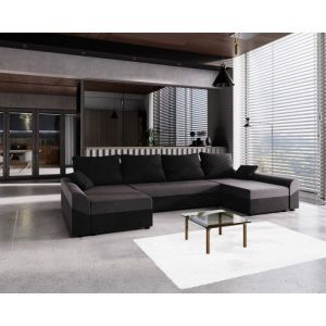 Meublesline Canapé d'angle convertible delio u Noir