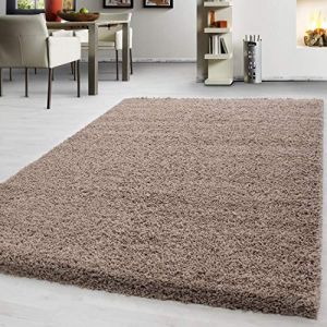 Teppium Tapis à poils longs tapis shaggy moderne monochrome tapis de salon à poils longs [Beige, 80 x 250 cm ] Rectangulaire [710160