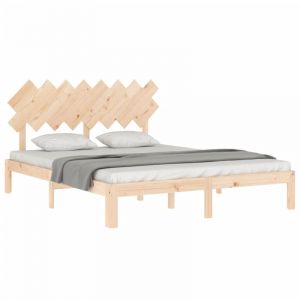 VidaXL Cadre de lit avec tête de lit 160x200 cm bois massif