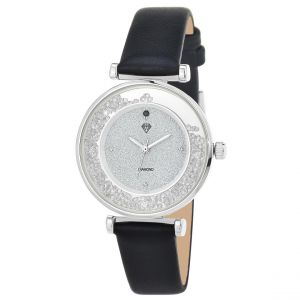 Montre H&eacute;l&eacute;na &eacute;l&eacute;gante noire orn&eacute;e d'un v&eacute;ritable diamant noir