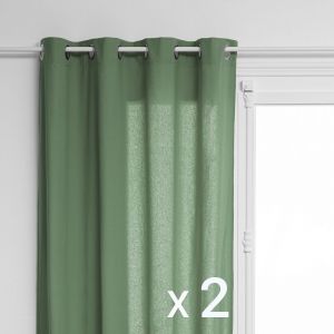 Atmosphera Lot de 2 Rideaux à œillet en Coton Vert Céladon 135 x 240 cm