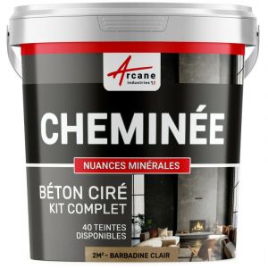 Arcane industries Arcaneindustries - Béton Ciré Cheminée, Kit avec primaire et vernis - couleur kit 2 m² (2 couches) - Barbadine Clair