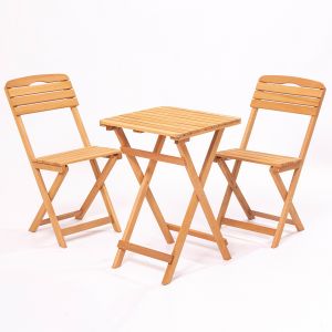 Cotecosy Ensemble table et 2 chaises de jardin Crodoue Bois massif Naturel - Bois clair