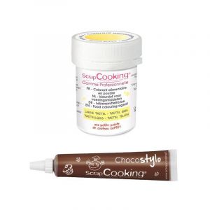 Scrapcooking Stylo chocolat + Colorant alimentaire en poudre jaune pastel