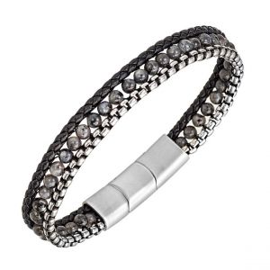 Bracelet Homme All Blacks Bijoux - 682395 Acier, Cuir Couleur Noir, Argent