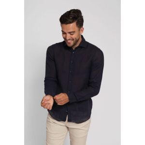 Suitable Chemise Lin Marine Bleu Bleu foncé taille 38