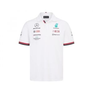 Polo - Mercedes - AMG Petronas - Officiel F1 - Blanc - Manches courtes - Regular