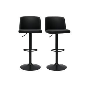 Miliboo Tabourets de bar réglables en polyuréthane noir et métal noir (lot de 2) MONTI