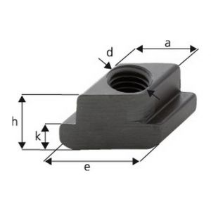 Forum Ecrou Rhombus pour rainures en T d x rainure en T : M20 x 22 Cote a 217 mm Cote e 35 mm Cote h : 28 mm Cote k : 14 mm