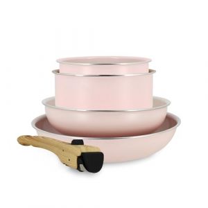 Menastyl Set de 5 pieces cuisson en aluminium recycle rose