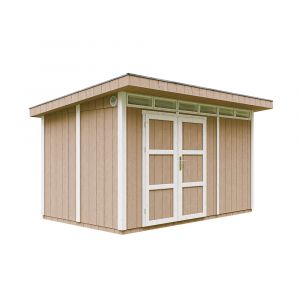 Abri de jardin à base de bois en panneaux LP SmartSide 9 m² - Abri de jardin avec sol et tuiles bitumineuses L412xL279xH237 cm - Abri de jardin Timbela M904A- Couleur de peinture TERRA BROWN