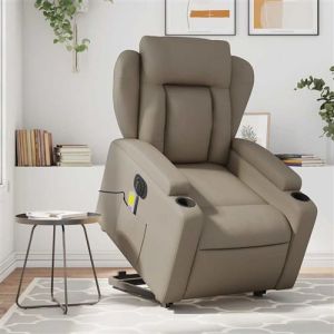 VidaXL Fauteuil Inclinable de Massage &Eacute;lectrique, Chaise de Relaxation avec Dossier et Repose-pied R&eacute;glables, Si&egrave;ge de Salon, Moderne, Cappuccino Similicuir 3204571