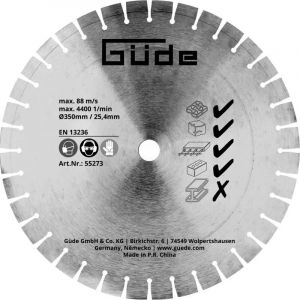 G&uuml;de Lame diamant&eacute;e - Dia 350mm - Diam&egrave;tre int&eacute;rieur : 25.4mm - Pour toute marque de scie &agrave; b&eacute;ton