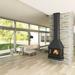 Azura Poêle à bois ANACO 3 faces vitrées avec turbine 12 kW