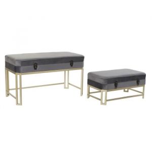 Dkd Home Decor - Banquette Set 2 Velours Métal 80X40X47 Velours