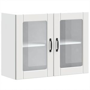 VidaXL Armoire Murale De Cuisine Avec Porte En Verre Lucca Blanc