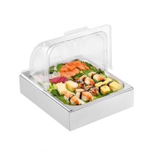 VEVOR Saladette Réfrigérée à Poser avec 1 Plateau de Service en Acier Inoxydable, Vitrine Réfrigérée Comptoir avec Couvercle Transparent et Bac à Glaçons, pour Buffet Restaurant Hôtel Cuisine Fête
