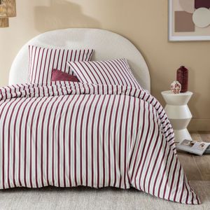 Terre de Nuit Parure de lit 260x240 flanelle &agrave; rayures