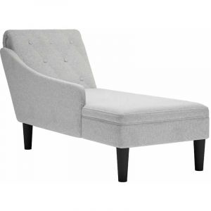 VidaXL Fauteuil long avec coussin et accoudoir droit gris nuage tissu