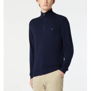 Tommy Hilfiger Gilet droit zippé coton pima et cachemire Bleu - Couleur Bleu - Taille XS