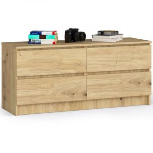 Commode Akord K120 Ch&ecirc;ne Artisan 120 cm 4 tiroirs fa&ccedil;ade Ch&ecirc;ne Artisan 120x40x55 cm