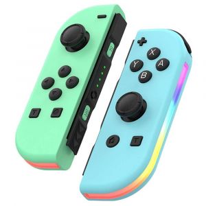 Htdmobiles Manette compatible avec Nintendo switch, Manette sans fil Bluetooth Joy-Con Contrôleurs Gamepad (contrôleur non officiel) - VERT / BLEU CLAIR