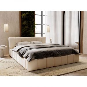 Lit rembourré avec rangement 160x200 velours beige Split