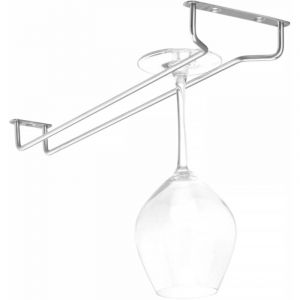 Hendi Porte-verre a pieds, BarUp, dans les fonds d'armoires, porte-verre &agrave; vin, support &agrave; verres suspendu, pour Cuisine Bar Restaurant, 1 rail, 395x115x(H)30mm, acier inoxydable