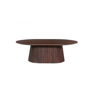 Table basse ovale collection MITCHEL en bois exotique de manguier brun foncé 120x70cm