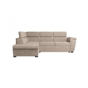 Loungitude Canapé d'angle paola convertible avec coffre en velours côtelé - Angle gauche - Taupe