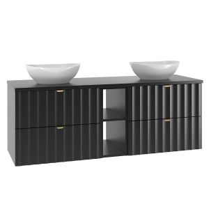 Meuble double vasque 140cm 2 niches Lexa Noir