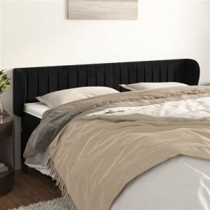 VidaXL Hoofdbord met randen 163x23x78/88 cm fluweel zwart3117438
