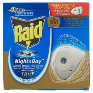 Raid Night & Day Trio Anti-moustiques à sable compressé, Lot de 2 recharges, sans parfum