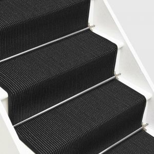 Karat - Tapis d'escalier en Sisal Sylt Noir, 100 x 50 cm