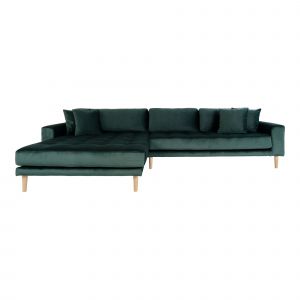 Image de M&S Canapé d'angle à gauche 290x92/170x76 cm en velours vert foncé - VANEA