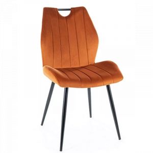Chaise en velours "Arco" - Velvet - Orange - l 51 x H 91 cm