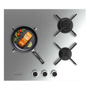 Cecotec Bolero Squad G 3400S Inox - Plaque de cuisson à gaz 3 foyers, 6,2 kW, Acier Inoxydable