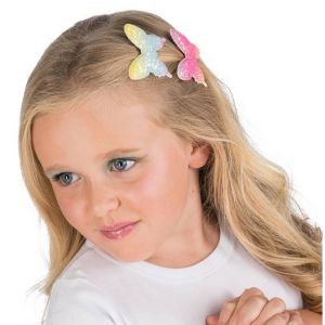 Ruedelafete Set de 2 Barrettes Papillon multicolores