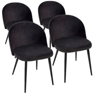 Image de Lot de 4 Chaises en Velours "Nael" 75cm Noir Prix