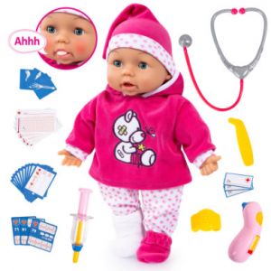 Bayer Poupon Bébé Docteur Fonctionnel 38cm Avec Des Yeux Qui Se Ferment