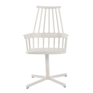 Kartell Fauteuil pivotant Comback / Polycarbonate & pied métal blanc en matière plastique