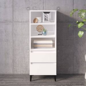 VidaXL Buffet haut Blanc brillant 40x36x110 cm Bois d'ingénierie